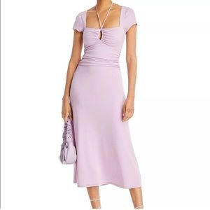 Cinq a Sept Janis Square Neck Jersey Ruched Side Dress